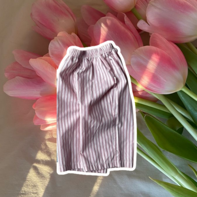Wide Fit Streep Broekje roze