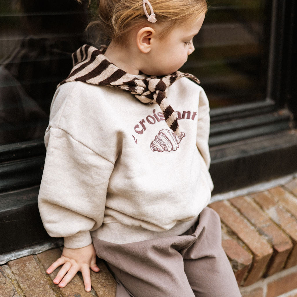 Croissant Pullover Grau/Beige