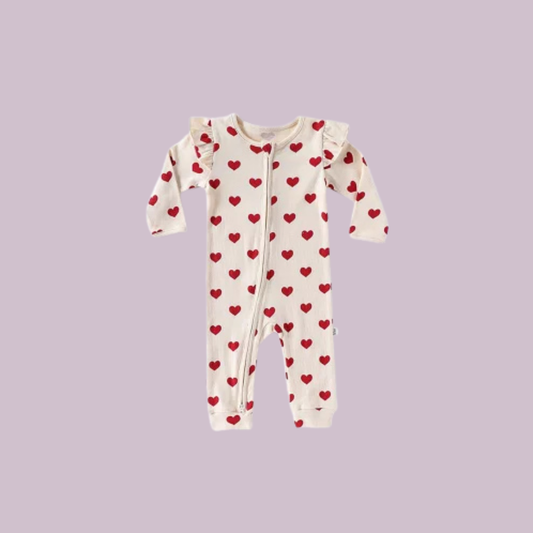 Hartjes set met rits wit