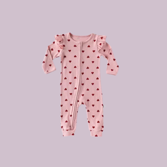 Hartjes set met rits roze