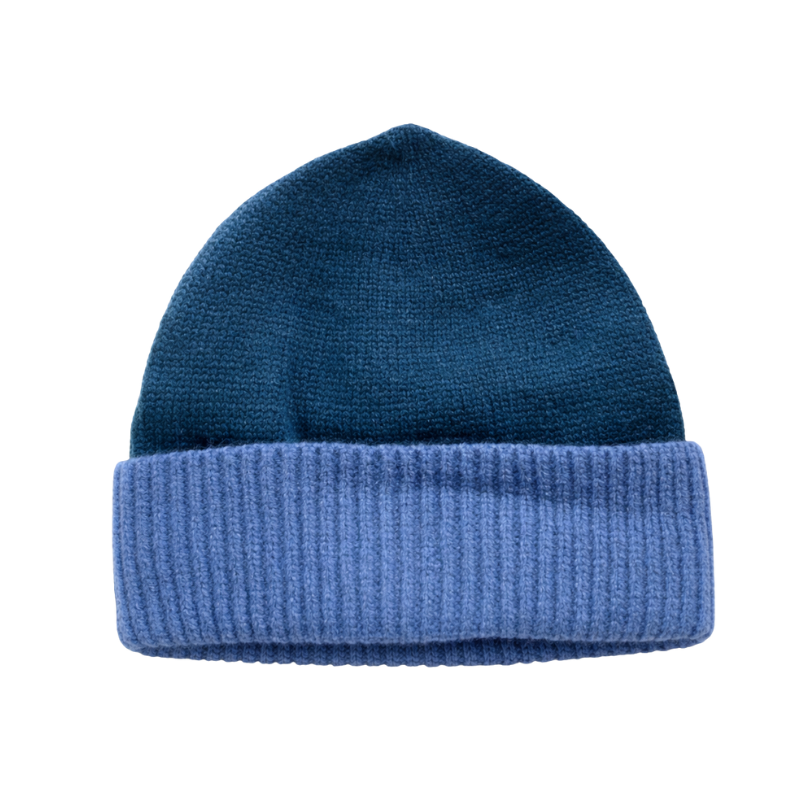 Beanie 2 kleurtjes blauw