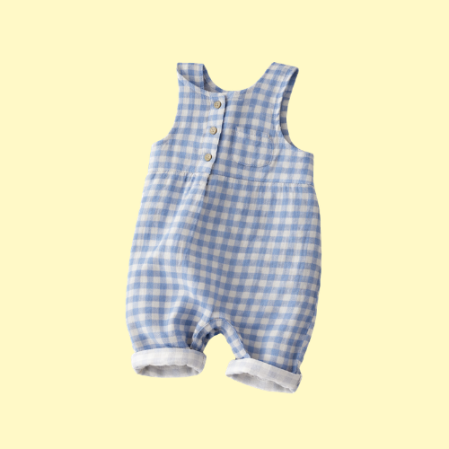 Geruite jumpsuit blauw