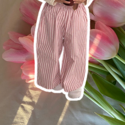 Wide Fit Streep Broekje roze