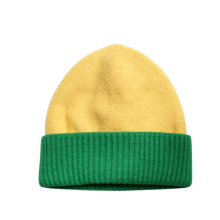 Beanie 2 kleurtjes geel/groen