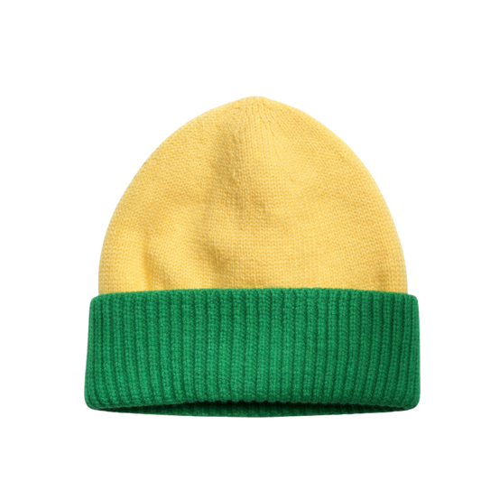 Beanie 2 kleurtjes geel/groen