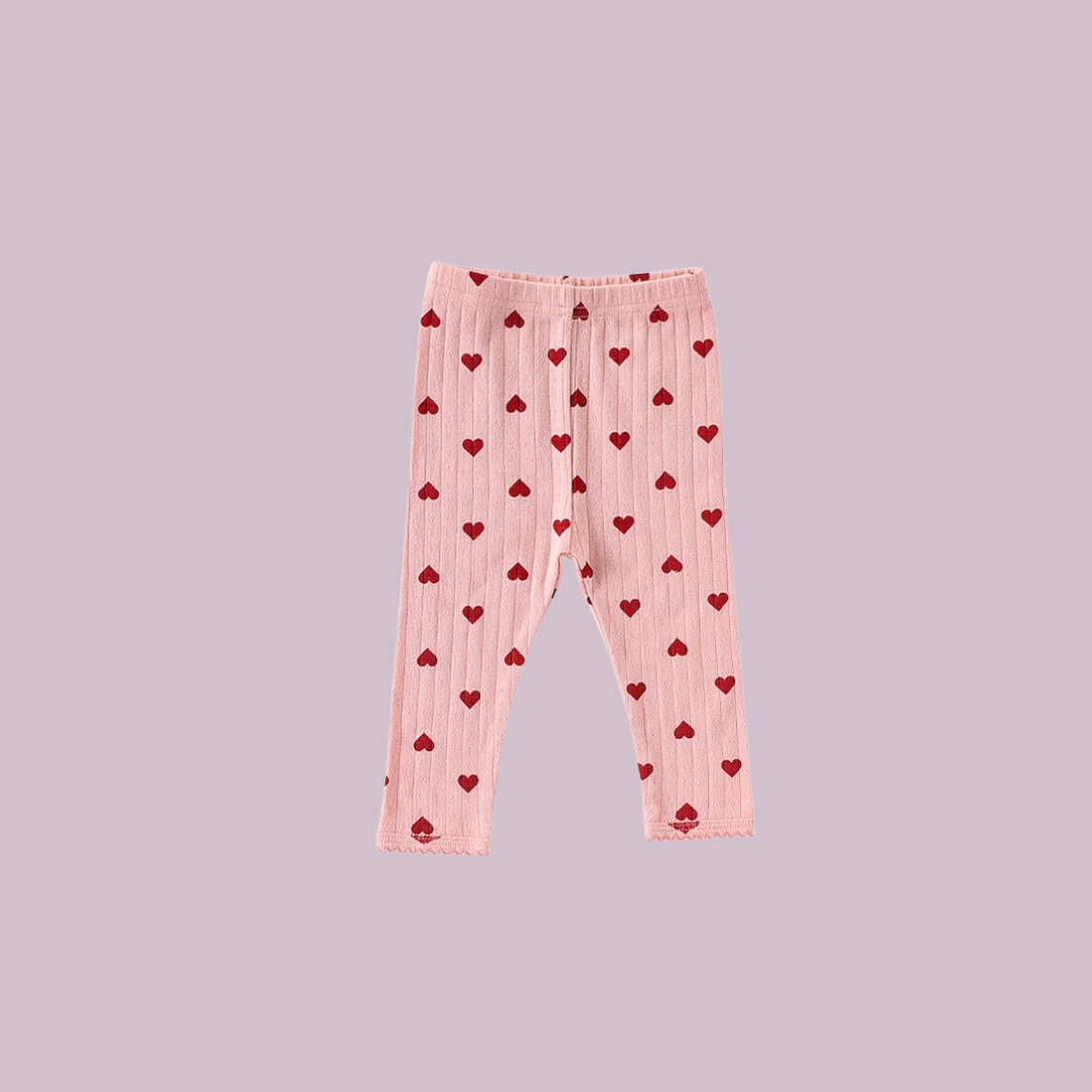 Legging hartjes rood/roze