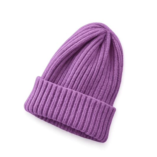 Rib beanie paars