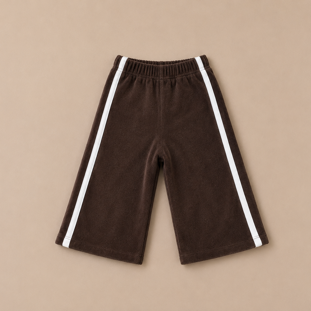 Wide fit badstof broek bruin