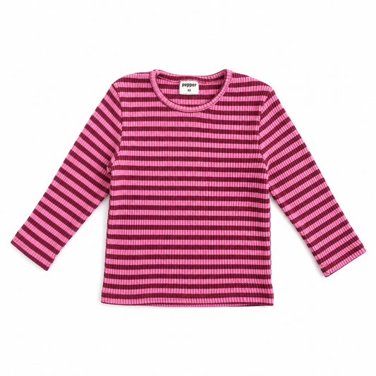 Rib Stripe Longsleeve – Roze