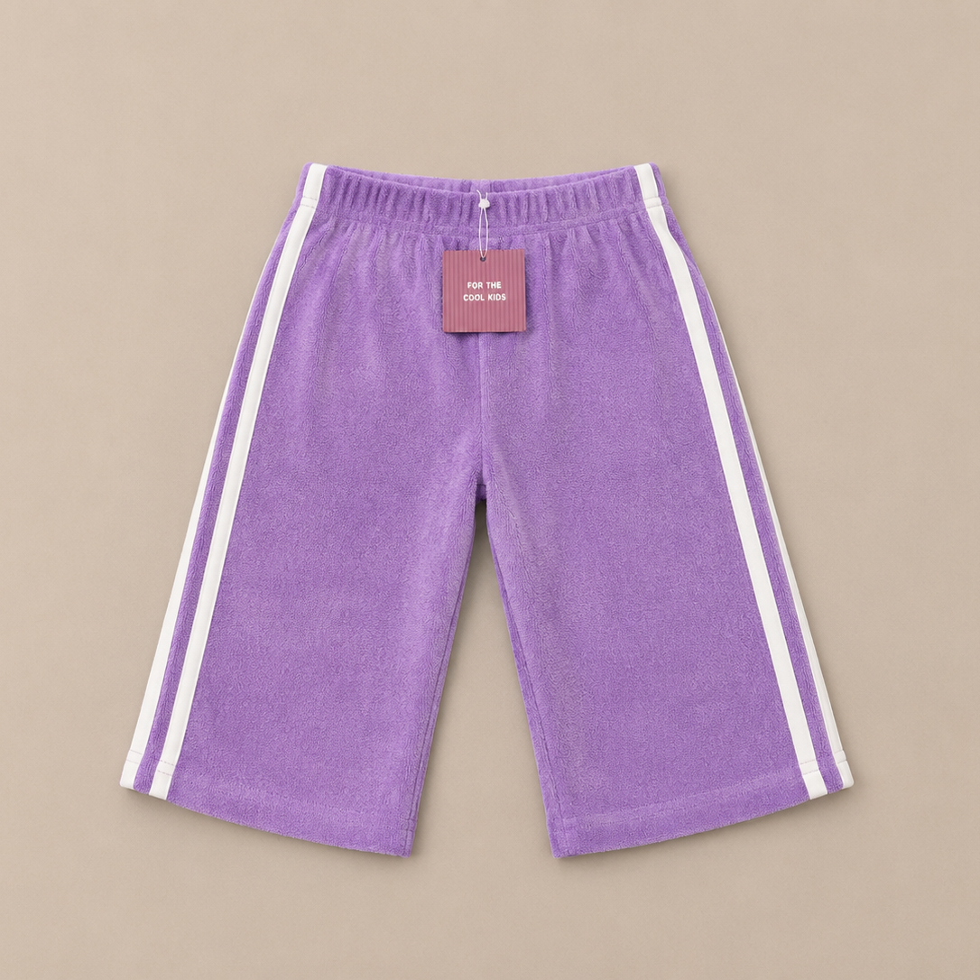Wide fit badstof broekje lila