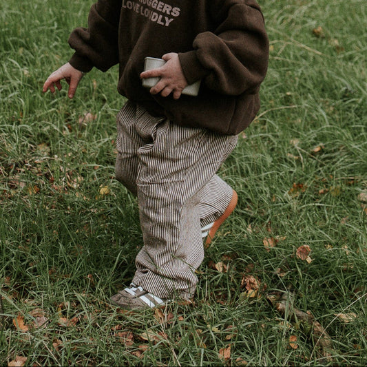 Stoere streepbroek bruin