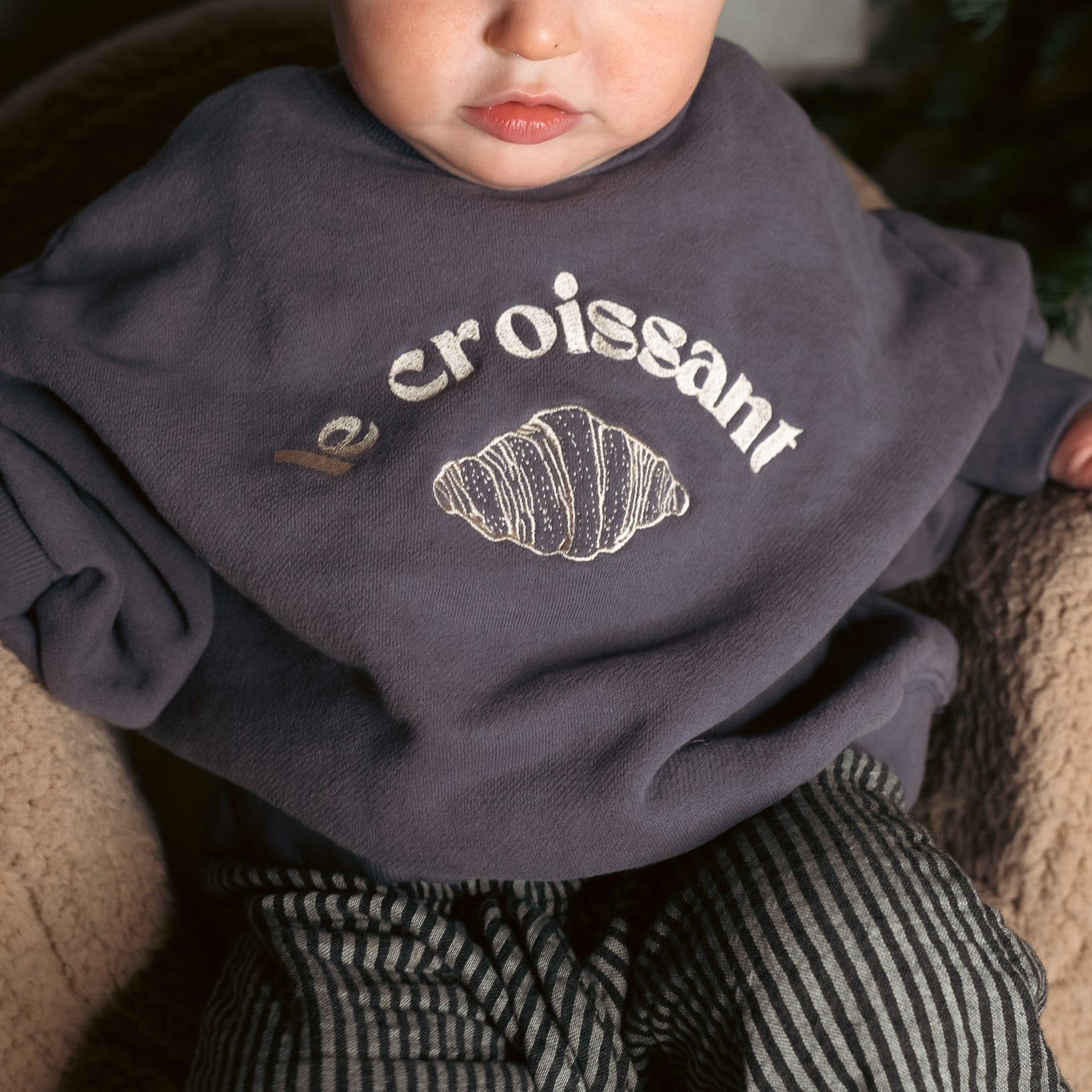 Croissant Pullover Grau/Beige