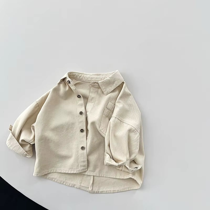 Stoere beige blouse