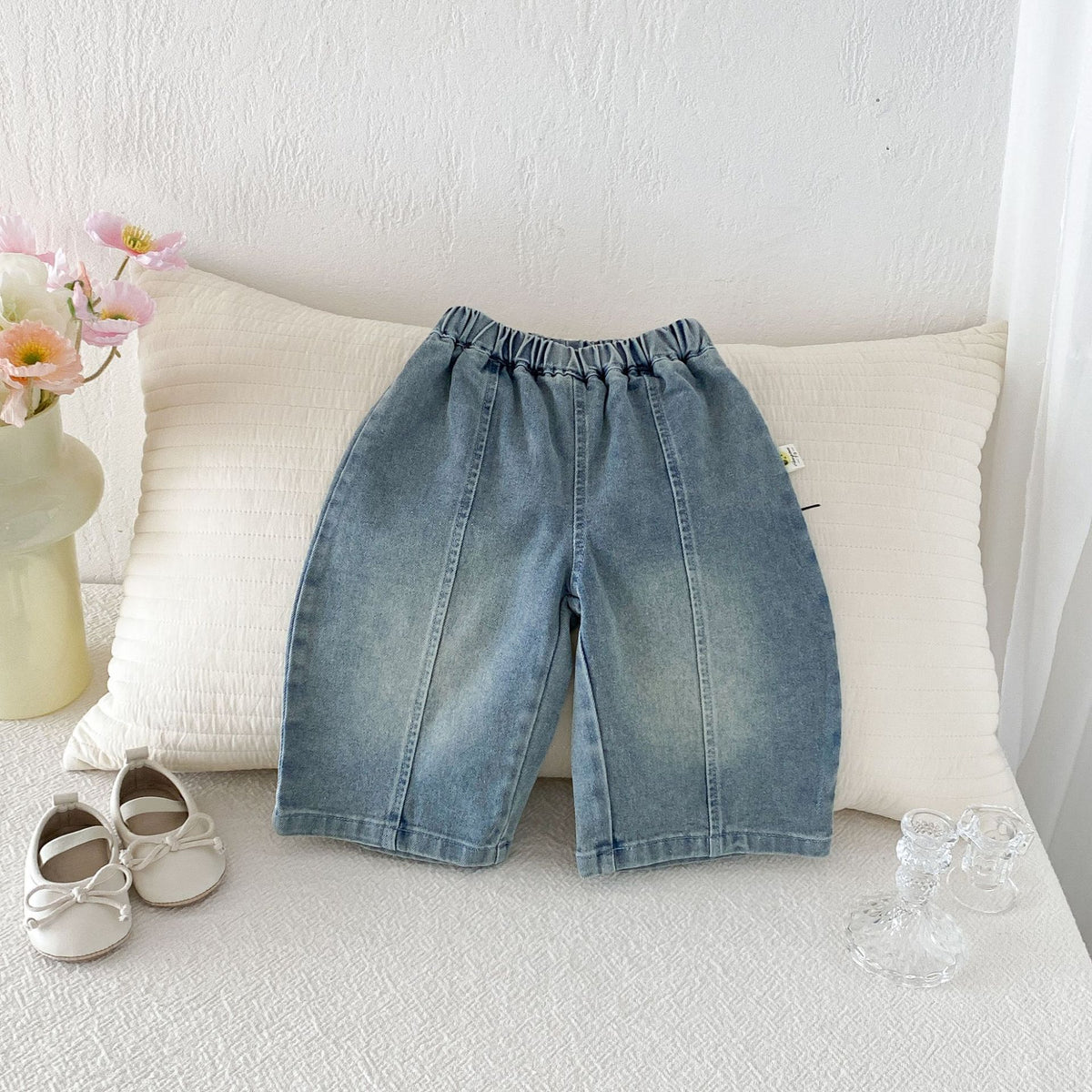 Denim balloon pants