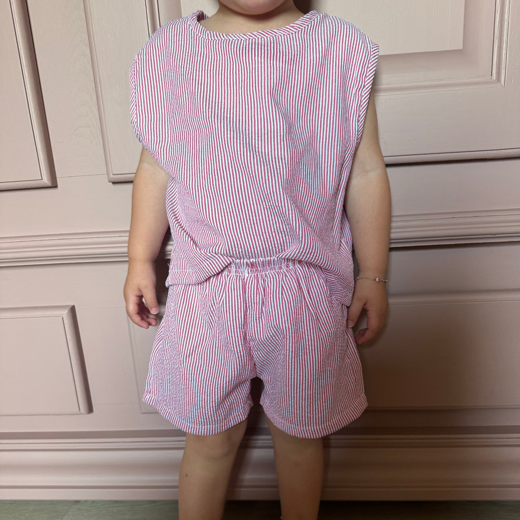 Roze gestreepte set
