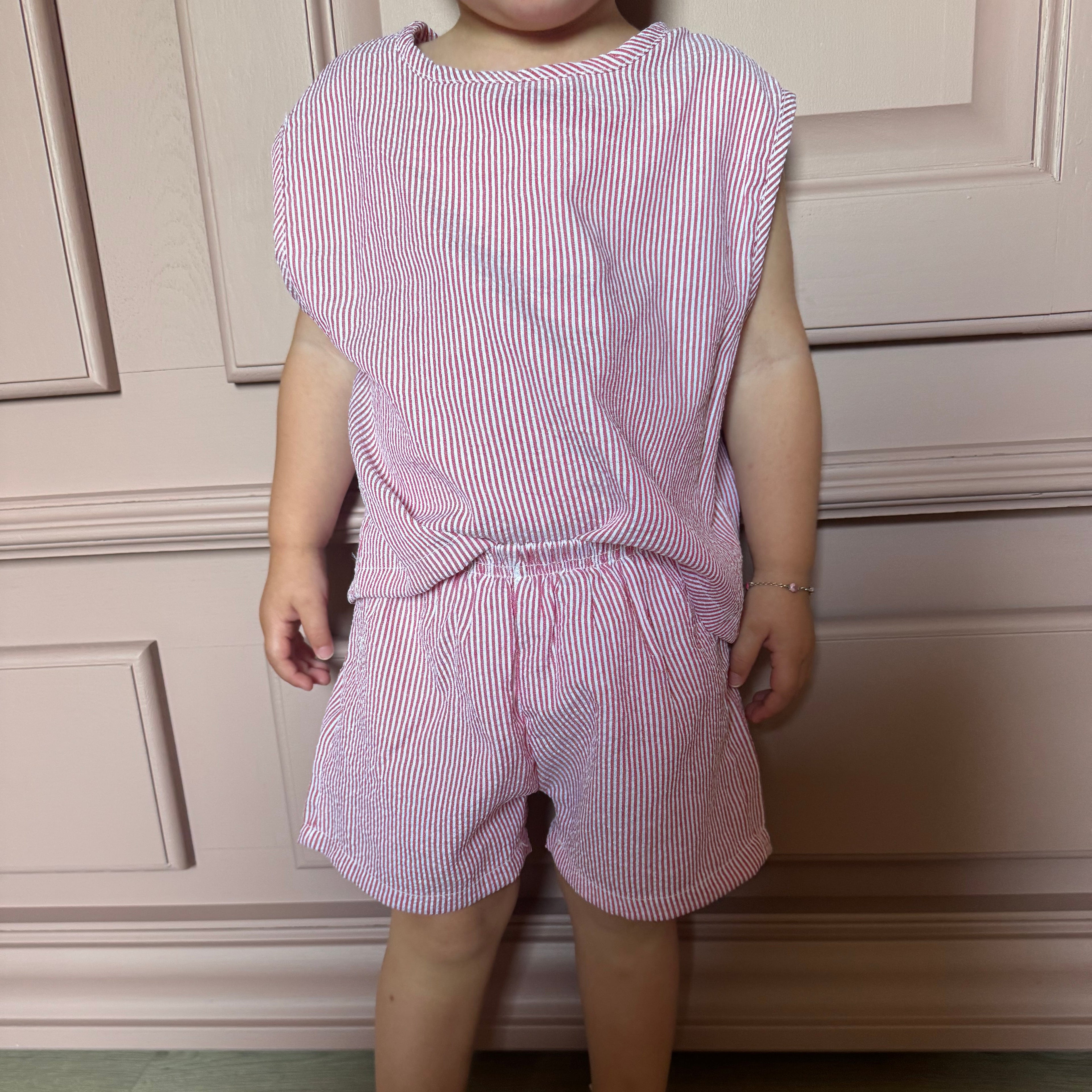 Roze gestreepte set