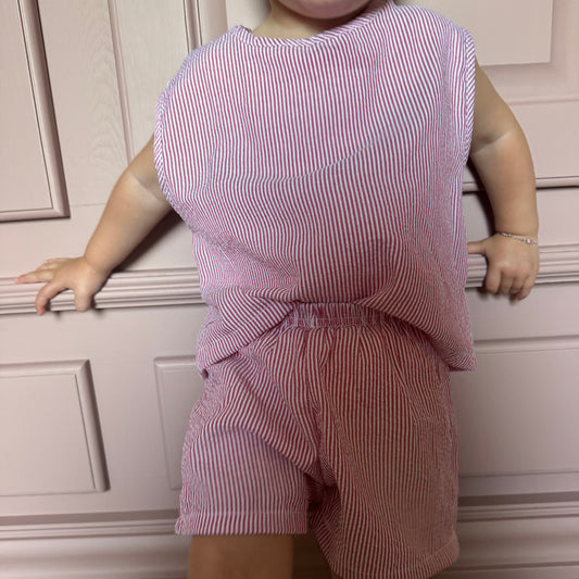 Roze gestreepte set