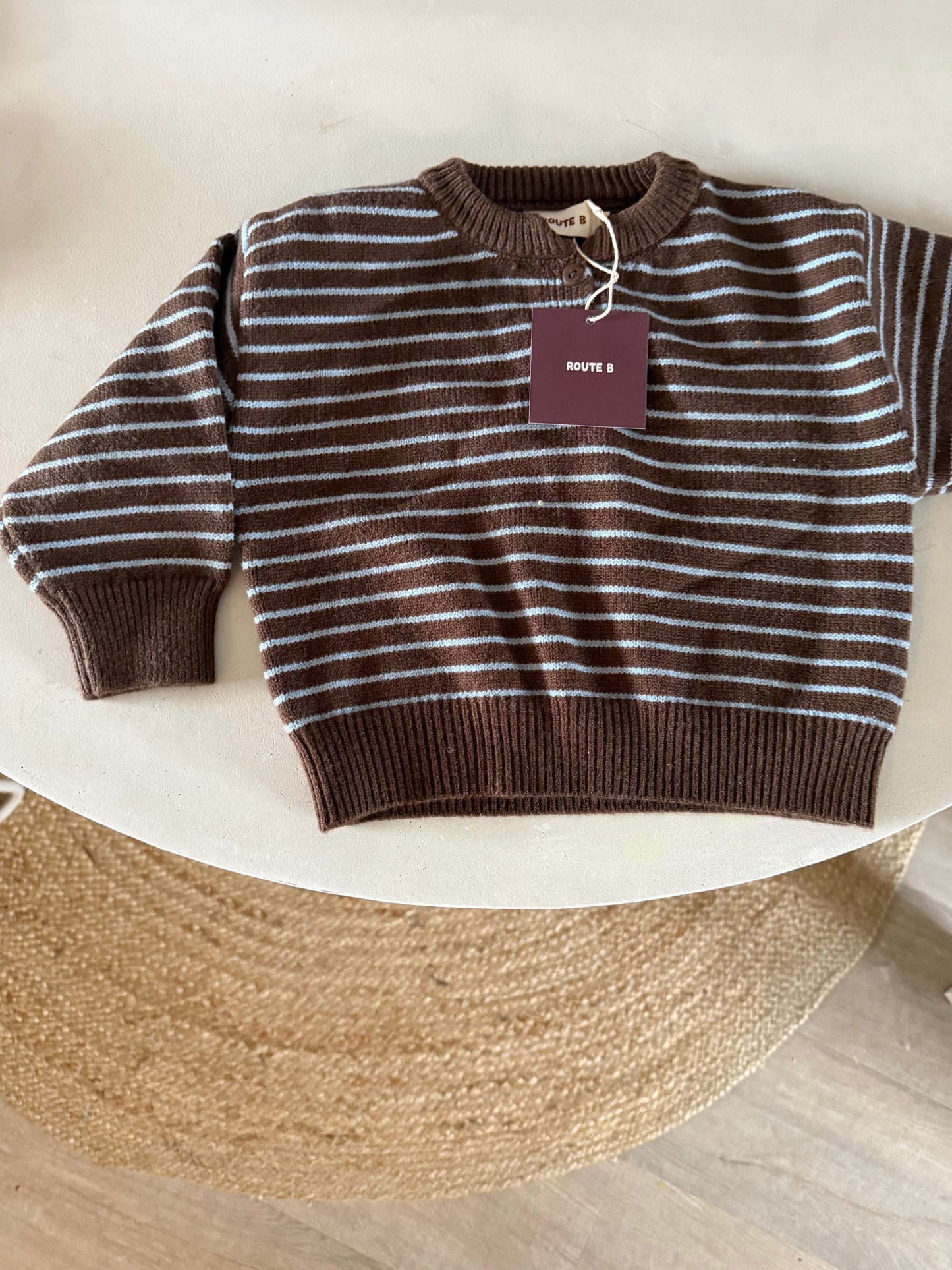 Bruin blauwe streep trui