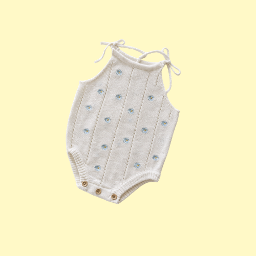 Blauwe daisy bloemetjes romper