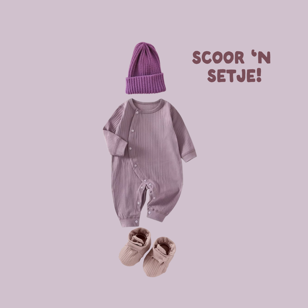 Gerippter Baby-Strampler | Lila