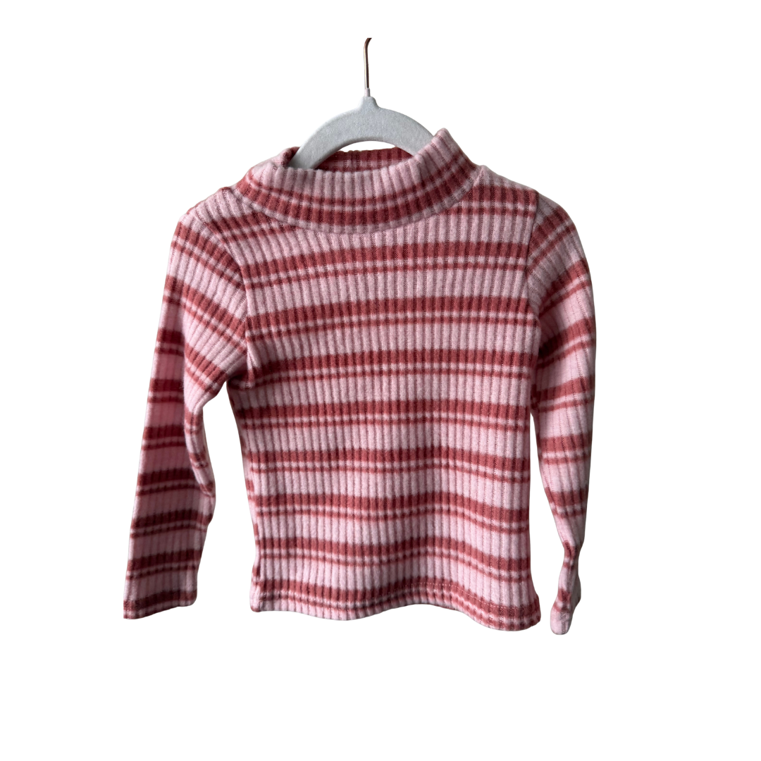 Rosa gestreifter Fleece-Pullover