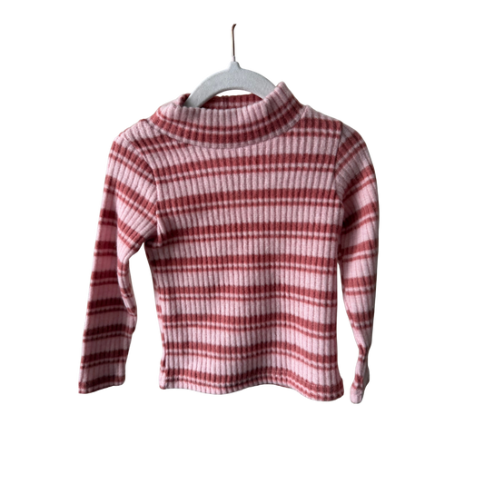 Roze streep fleece trui