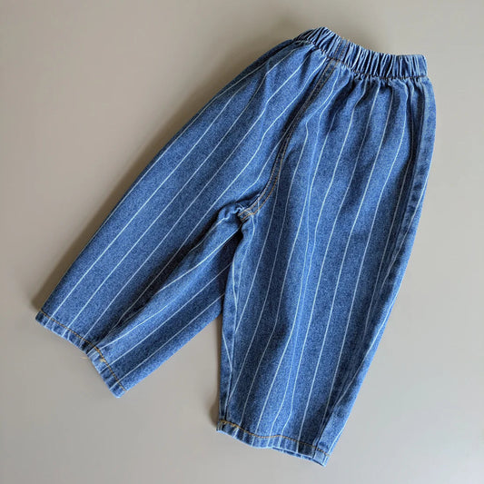 Streep denim pants