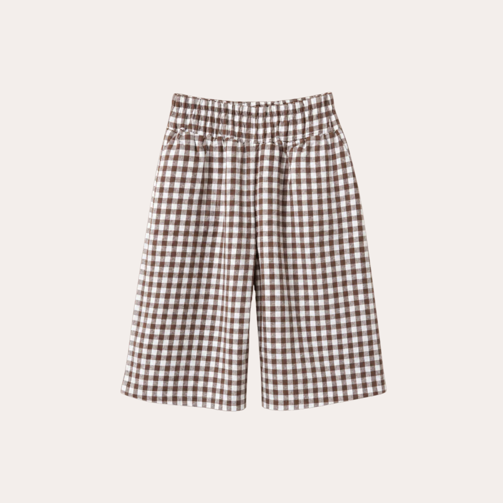 Karierte Hose weite Passform | Schokolade