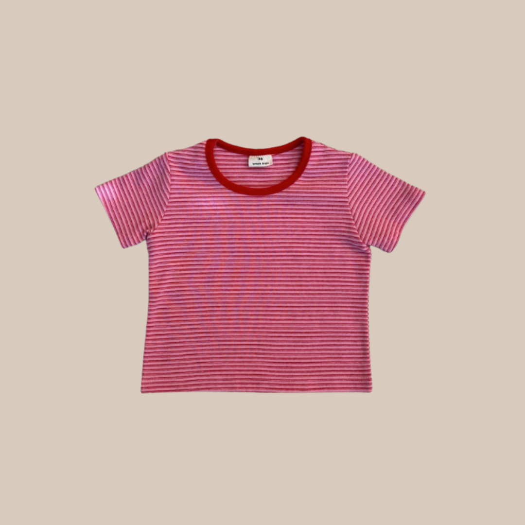Rosa/rot gestreiftes T-Shirt