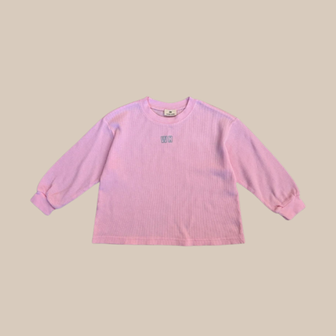 Langarmshirt Waffelstoff Rosa