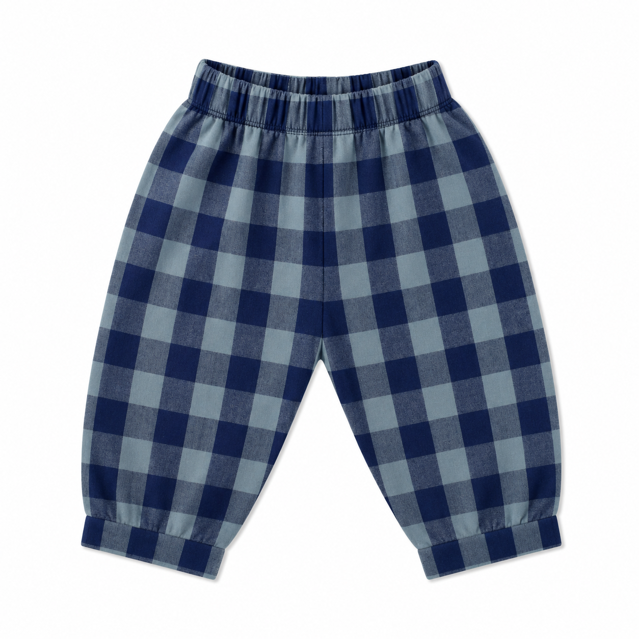 Wide fit baby pants blue gingham